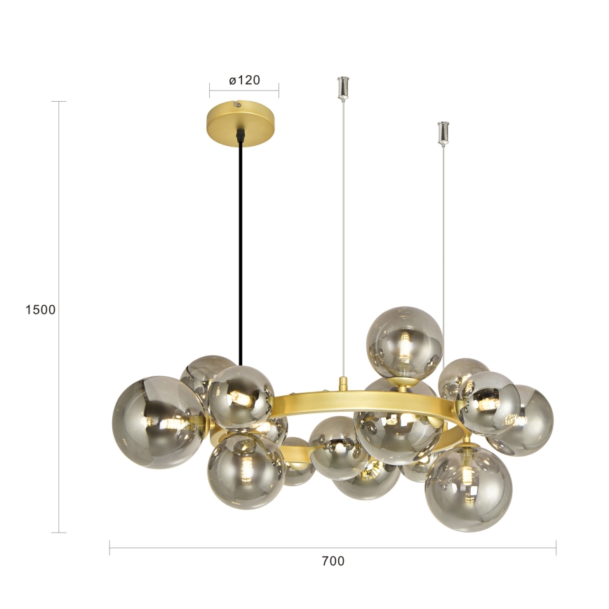 Brilagi - Lámpara LED colgante MILLA 15xG9/3W/230V dorado/ahumado