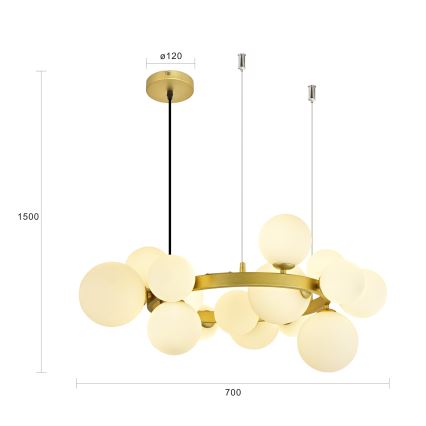 Brilagi - Lámpara LED colgante MILLA 15xG9/3W/230V dorado/blanco