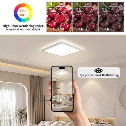 Brilagi - Plafón LED de baño ULTRA SLIM LED/18W/230V 30x30 cm blanco IP54