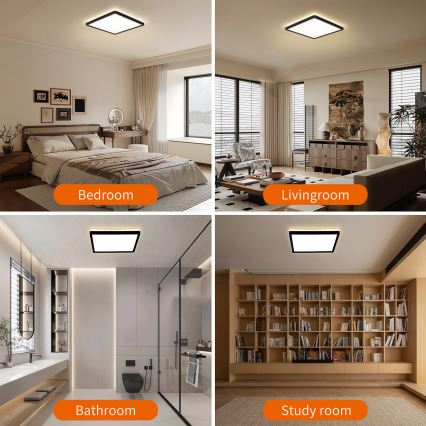 Brilagi - Plafón LED de baño ULTRA SLIM LED/18W/230V 30x30 cm negro IP54