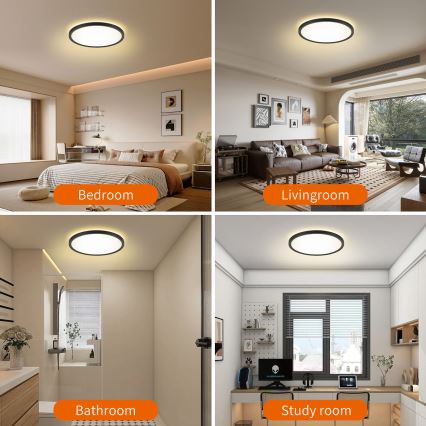 Brilagi - Plafón LED de baño ULTRA SLIM LED/18W/230V diá. 30 cm negro IP54