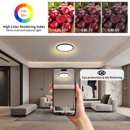 Brilagi - Plafón LED de baño ULTRA SLIM LED/18W/230V diá. 30 cm negro IP54