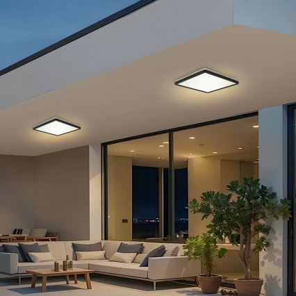 Brilagi - Plafón LED de baño ULTRA SLIM LED/24W/230V 42x42 cm negro IP54