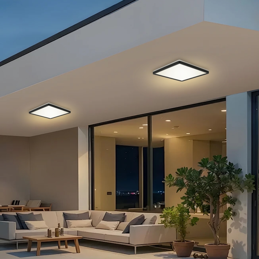 Brilagi - Plafón LED de baño ULTRA SLIM LED/24W/230V 42x42 cm negro IP54