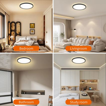 Brilagi - Plafón LED de baño ULTRA SLIM LED/24W/230V diá. 42 cm negro IP54