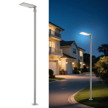 Brilagi - Lámpara LED de exterior para calles con poste y brazo articulado de 3 m URBANLIGHT LED/200W/230V gris IP65