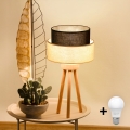 Brilagi - Lámpara LED de mesa BOHO STYLE 1xE27/15W/230V crema/marrón