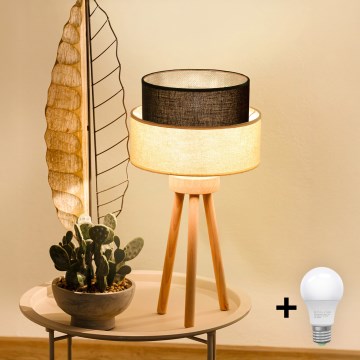 Brilagi - Lámpara LED de mesa BOHO STYLE 1xE27/15W/230V crema/marrón