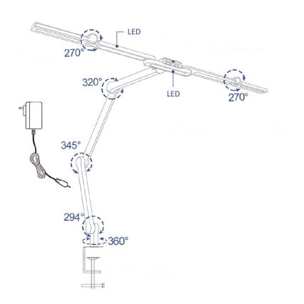 Brilagi - Lámpara de mesa LED flexible y regulable VARIO LED/24W/230V 3000-6500K CRI 92 negro