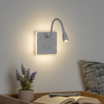 BRILAGI - Lámpara LED de pared flexible MAYA DOUBLE  LED/4W/230V + LED/3W blanca