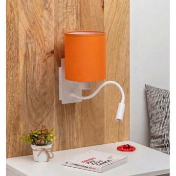 Brilagi - Lámpara LED de pared flexible NUBILA 1xE27/25W/230V + LED/3W blanco/naranja