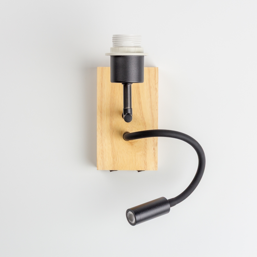 Brilagi - Lámpara de pared LED flexible NUBILA WOOD 1xE27/25W/230V + LED/3W roble/negro/naranja