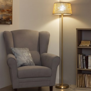Brilagi - Lámpara LED de pie CERIA 1xE27/20W/230V Ø 35 cm beige/dorado