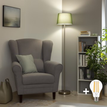 Brilagi - Lámpara LED de pie CERIA 1xE27/40W/230V Ø 30 cm verde/cromo mate