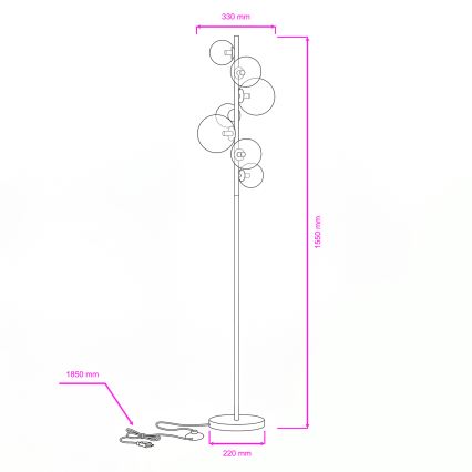 BRILAGI - Lámpara LED de pie MILLA 7xG9/3W/230V dorado/ahumado