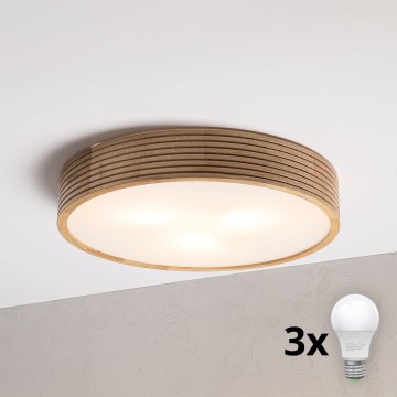 Brilagi - Lámpara LED de techo CARVALHO MODERN 3xE27/60W/230V, diámetro 47,5 cm, roble