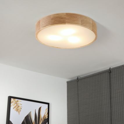 Brilagi - Lámpara LED de techo CARVALHO MODERN 3xE27/60W/230V, diámetro 47,5 cm, roble