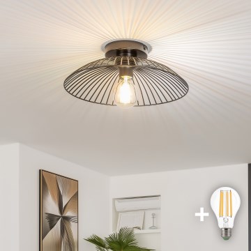 Brilagi - Lámpara LED de techo de montaje en superficie CERIA WIRE 1xE27/40W/230V Ø 26 cm negra