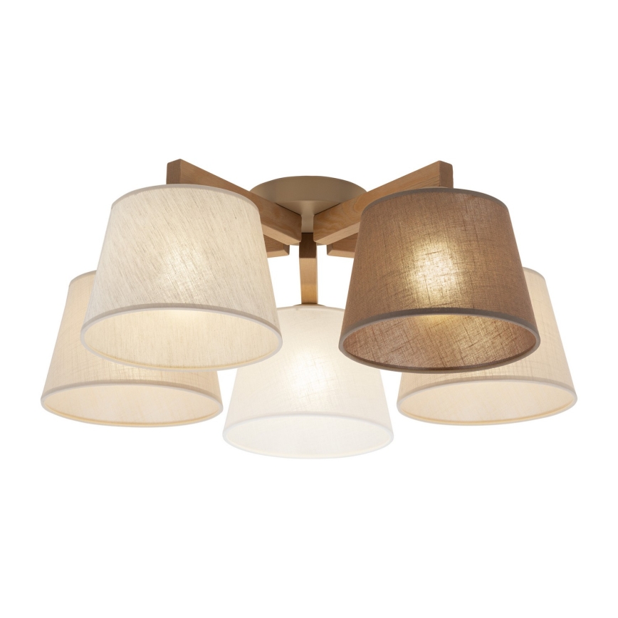 BRILAGI - Lámpara LED de techo de montaje en superficie LATTE SABIA 5xE27/15W/230V pino/mezcla