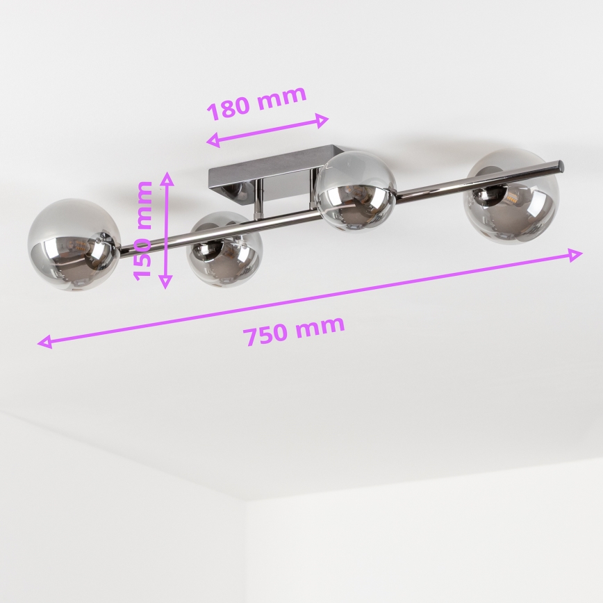 Brilagi - Lámpara LED de techo de montaje en superficie MILLA 4xG9/3W/230V cromado negro/ahumado