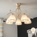 Brilagi - Lámpara LED de techo de superficie ANTICO 5xE27/60W/230V 3000K, blanco con pátina