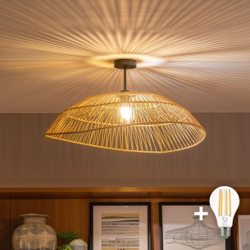 Brilagi - Lámpara LED de techo de superficie CERIA BOHO 1xE27/60W/230V Ø 70 cm negra/marrón