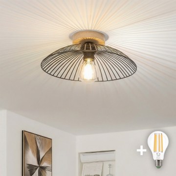 Brilagi - Lámpara LED de techo de superficie CERIA WIRE 1xE27/40W/230V Ø 26 cm negro/roble
