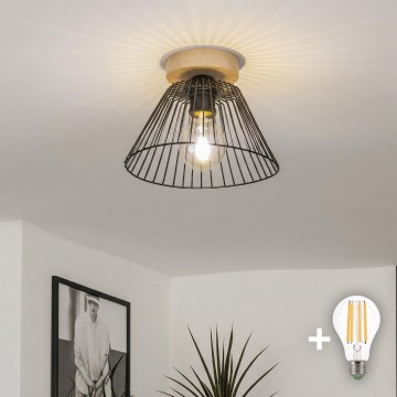 Brilagi - Lámpara LED de techo de superficie CERIA WIRE 1xE27/40W/230V Ø 30 cm negro/roble