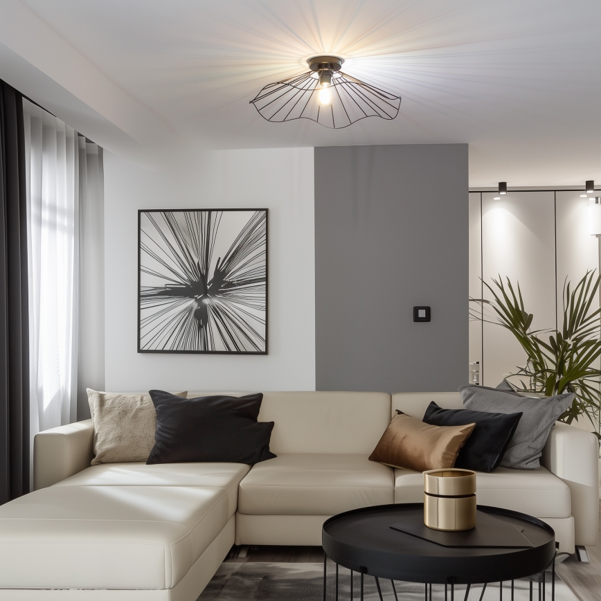 Brilagi - Lámpara LED de techo de superficie CERIA WIRE 1xE27/40W/230V Ø 60 cm negra