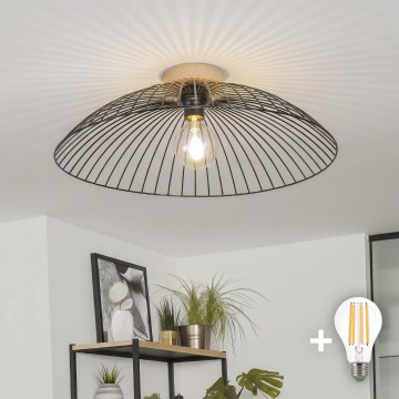 Brilagi - Lámpara LED de techo de superficie CERIA WIRE 1xE27/40W/230V Ø 60 cm negra/roble