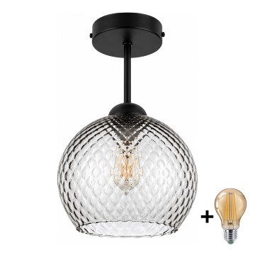 BRILAGI - Lámpara LED de techo de superficie RETRO GLASS 1xE27/60W/230V Ø 25 cm negro/gris ahumado