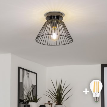Brilagi - Lámpara LED de techo montada en superficie CERIA WIRE 1xE27/40W/230V Ø 21 cm negra