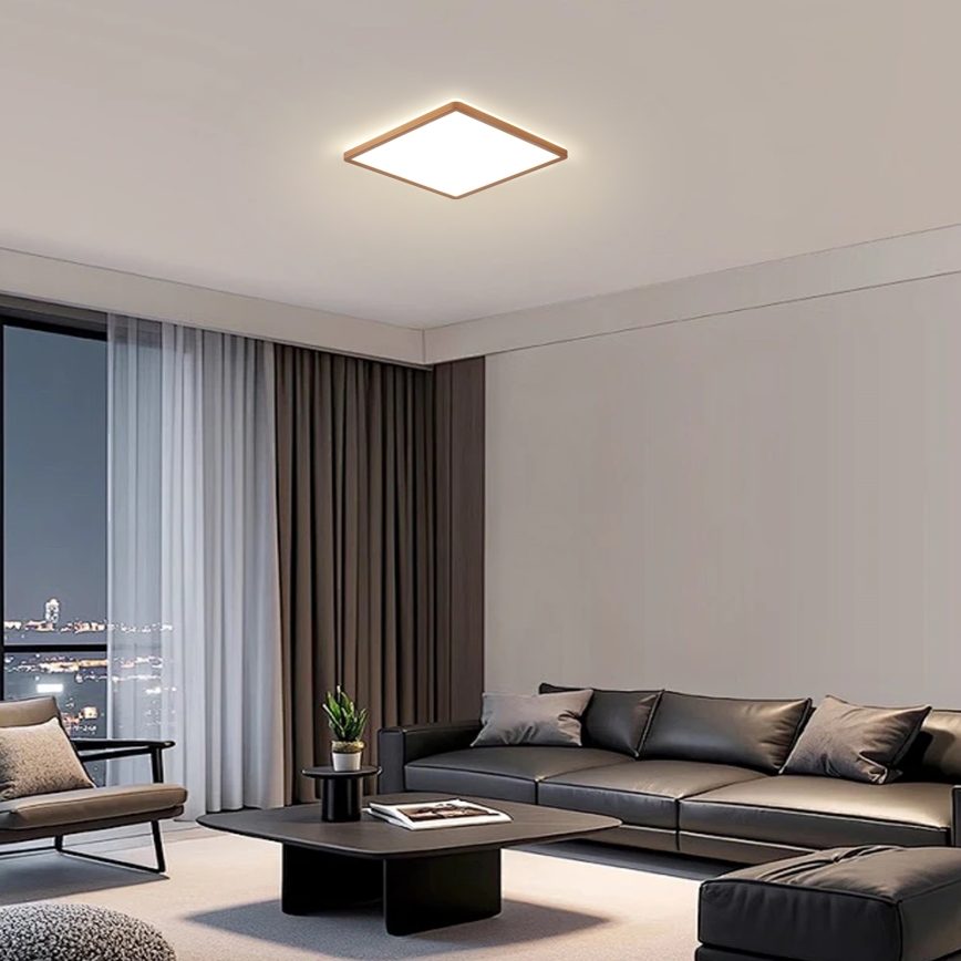 Brilagi - Luminaria LED de techo para baño ULTRA SLIM, 18W, 230V, 30x30 cm, oro rosa, IP54