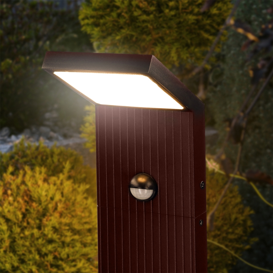 BRILAGI - Lámpara LED exterior con sensor RIANO LED/8W/230V, marrón, IP65, 80 cm
