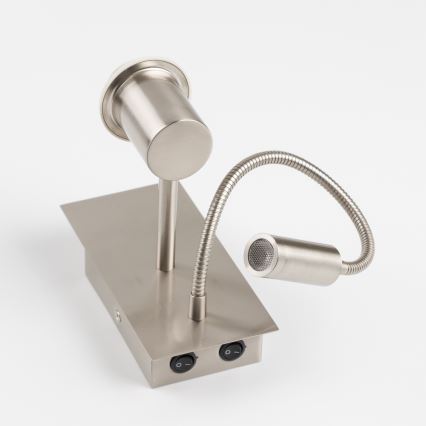 Brilagi - Aplique de pared LED flexible NUBILA 1xE27/25W/230V + LED/3W cromo mate/naranja