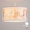 Brilagi - Lámpara LED infantil colgante BOBO, 1xE27/60W/230V, Ø 35 cm, blanca con motivos de animales