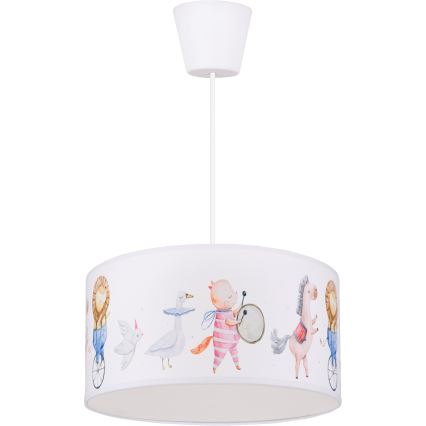 Brilagi - Lámpara LED infantil colgante BOBO, 1xE27/60W/230V, Ø 35 cm, blanca con motivos de animales