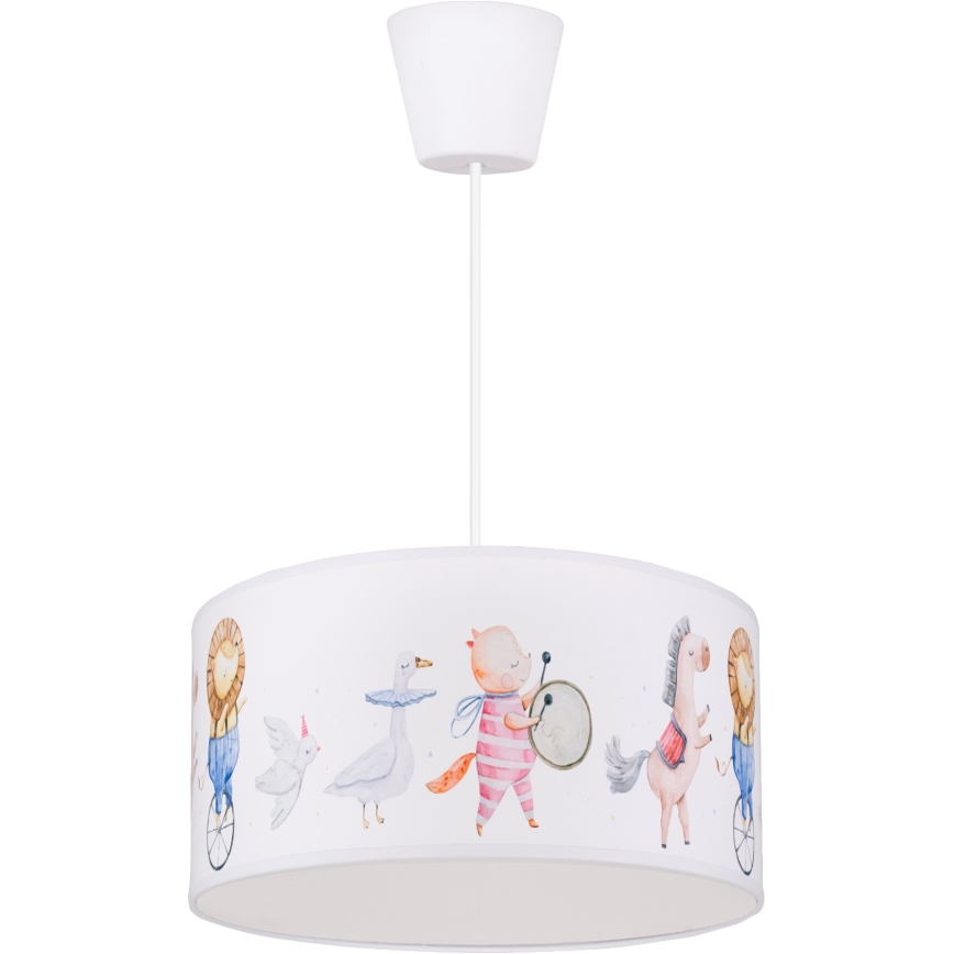 Brilagi - Lámpara LED infantil colgante BOBO, 1xE27/60W/230V, Ø 35 cm, blanca con motivos de animales