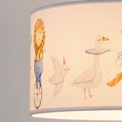 Brilagi - Lámpara LED infantil colgante BOBO, 1xE27/60W/230V, Ø 35 cm, blanca con motivos de animales