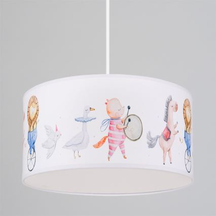 Brilagi - Lámpara LED infantil colgante BOBO, 1xE27/60W/230V, Ø 35 cm, blanca con motivos de animales
