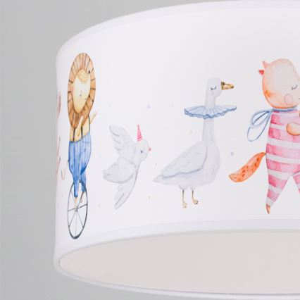 Brilagi - Lámpara LED infantil colgante BOBO, 1xE27/60W/230V, Ø 35 cm, blanca con motivos de animales