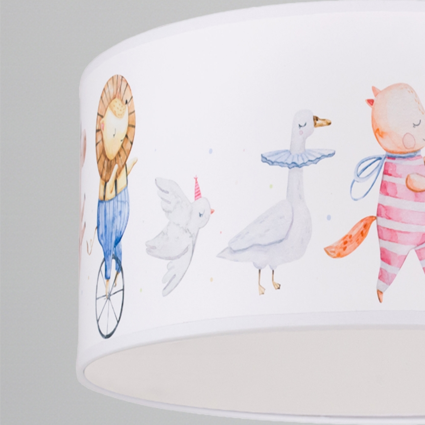 Brilagi - Lámpara LED infantil colgante BOBO, 1xE27/60W/230V, Ø 35 cm, blanca con motivos de animales