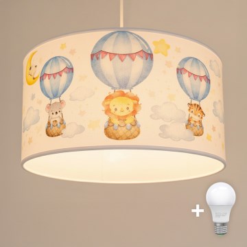 Brilagi - Lámpara LED infantil colgante con cable BOBO 1xE27/60W/230V Ø 35 cm blanco/motivos de animales