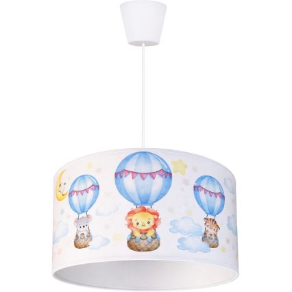 Brilagi - Lámpara LED infantil colgante con cable BOBO 1xE27/60W/230V Ø 35 cm blanco/motivos de animales
