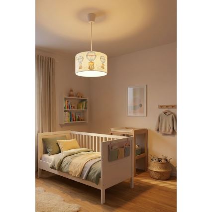 Brilagi - Lámpara LED infantil colgante con cable BOBO 1xE27/60W/230V Ø 35 cm blanco/motivos de animales