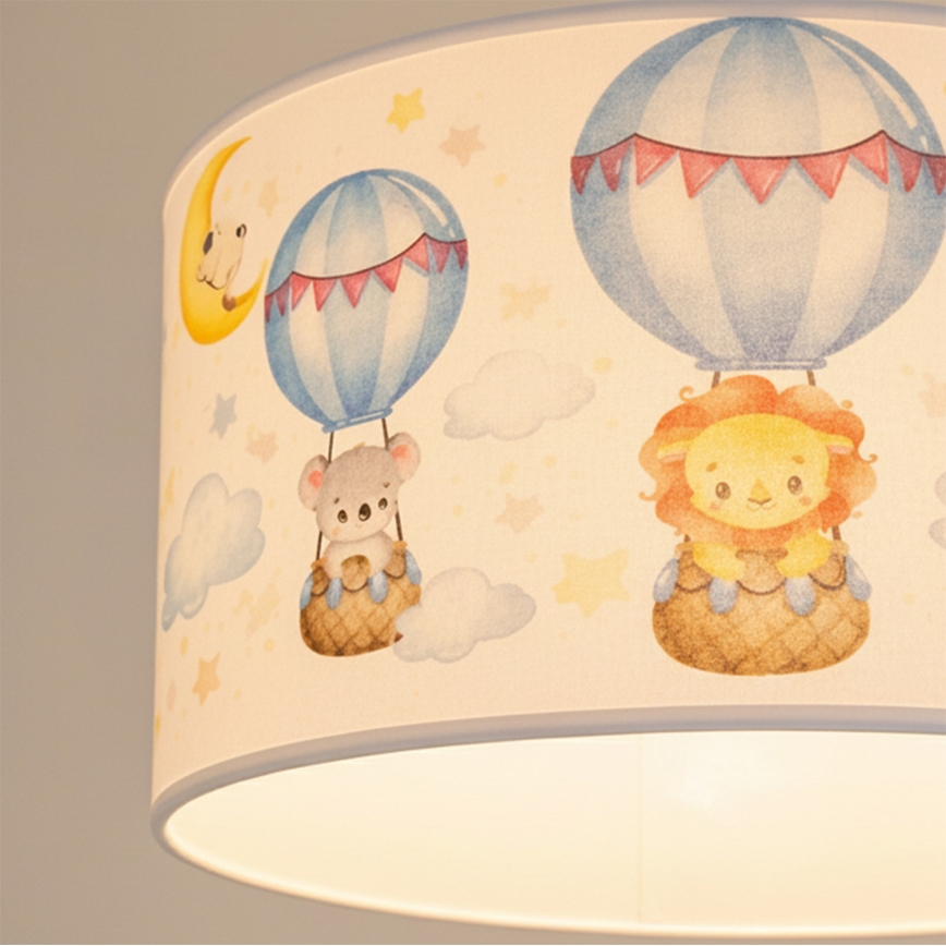 Brilagi - Lámpara LED infantil colgante con cable BOBO 1xE27/60W/230V Ø 35 cm blanco/motivos de animales