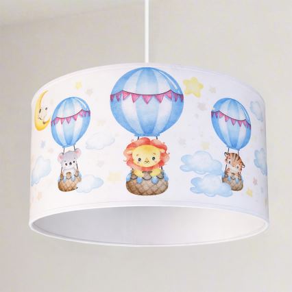 Brilagi - Lámpara LED infantil colgante con cable BOBO 1xE27/60W/230V Ø 35 cm blanco/motivos de animales