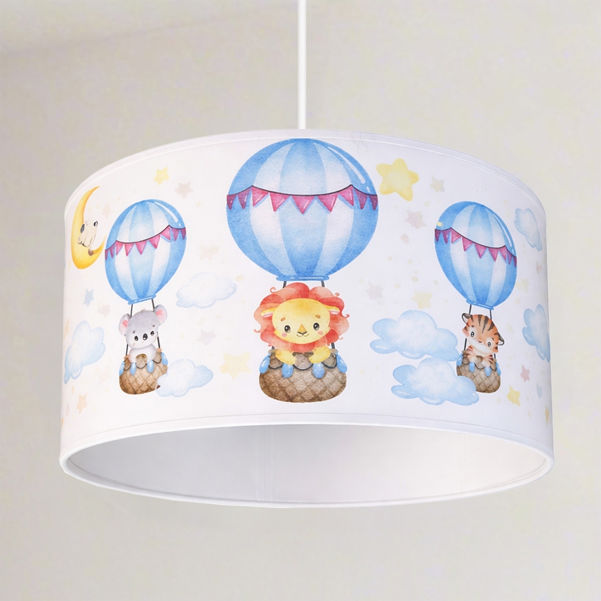 Brilagi - Lámpara LED infantil colgante con cable BOBO 1xE27/60W/230V Ø 35 cm blanco/motivos de animales