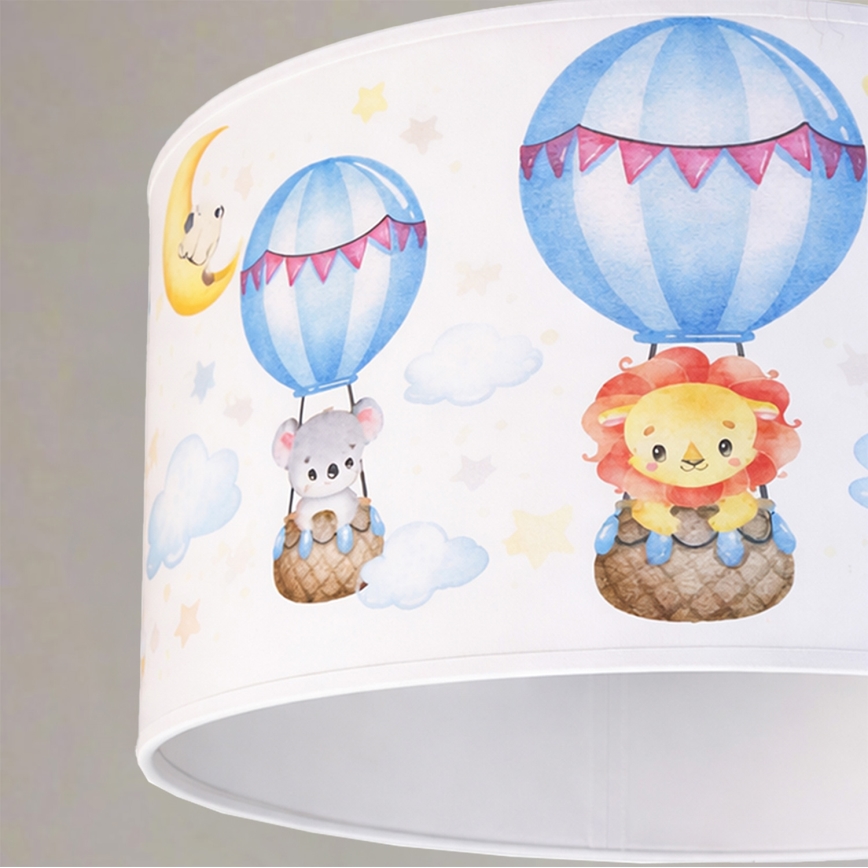 Brilagi - Lámpara LED infantil colgante con cable BOBO 1xE27/60W/230V Ø 35 cm blanco/motivos de animales