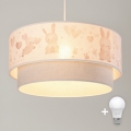 Brilagi- Lámpara LED infantil colgante con cable BOBO 1xE27/60W/230V Ø40 cm crema/gris/azul real